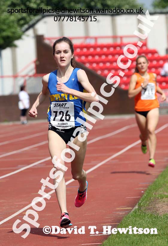 Lydia Turner (Birtley) on her way to winning under-20 womens 1500 metres North Eastern Championships, Gateshead International Stadium.  Photos: David T. Hewitson/Sports for All Pics